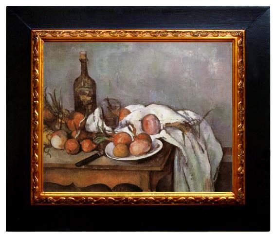 framed  Paul Cezanne Onions and Bottle, Ta064